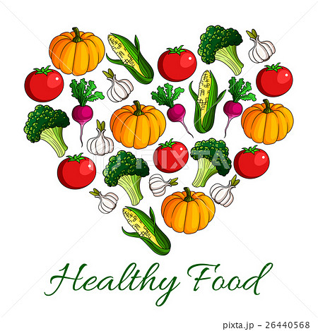 Heart with vegetables cartoon poster design 26440568