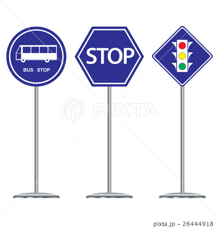 Bus Stop And Traffic Blue Sign On White Backgroundのイラスト素材