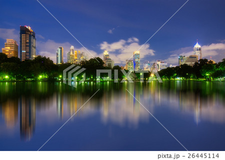 Bangkok view from Lumpini park at night 26445114