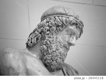 Head and shoulders detail of the ancient sculpture 26445218