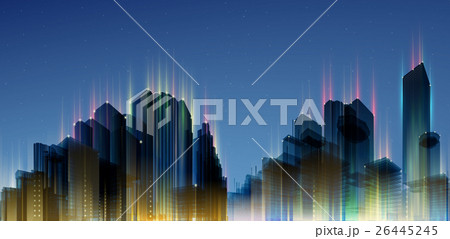 City Skylines. Blue night background. Panorama 26445245