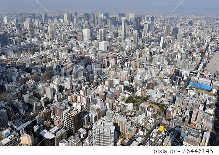 大阪市街を空撮 26446145