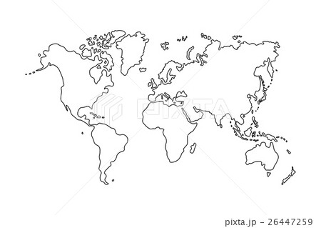 Outline of world map on white background 26447259