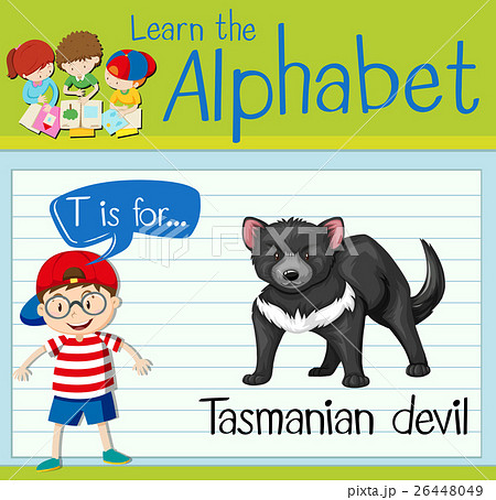 Flashcard letter T is for tasmanian devil 26448049