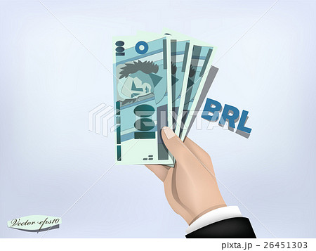 brazilian reals money paper on hand,cash on hand 26451303