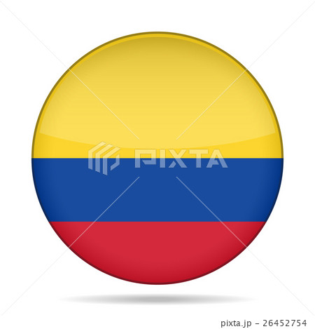 Flag of Colombia. Shiny round button.