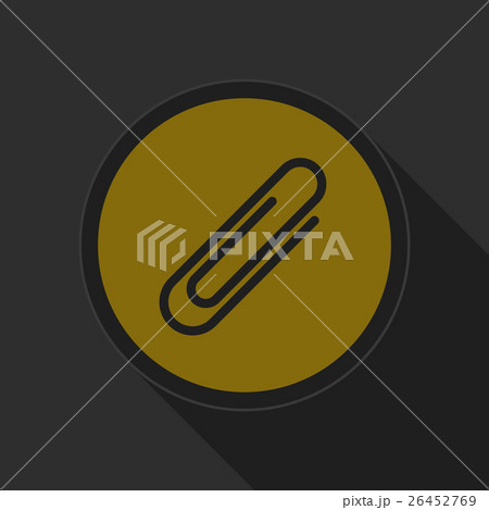 yellow round button with black paper clip icon yellow round button with black paper clip icon 26452769