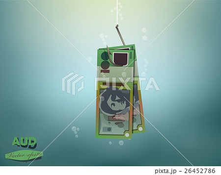 australian dollars money paper on fish hook 26452786