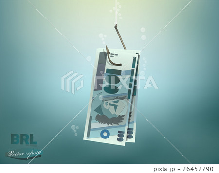 brazilian reals money paper on fish hook 26452790