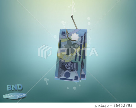 brunei dollars money paper on fish hook 26452792