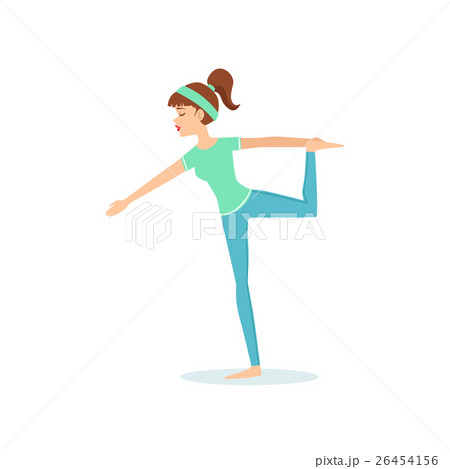 Lord Of Dance Natarajasana Yoga Pose Demonstratedのイラスト素材