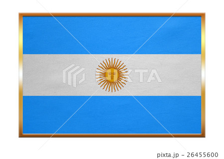Flag of Argentina , golden frame, fabric texture 26455600