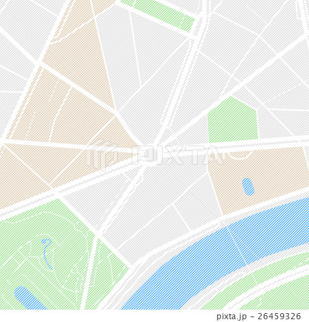 Map of the city with streets, parks and pond. Flat 26459326