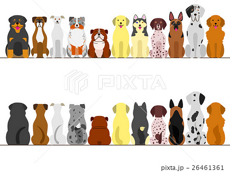 大型犬のボーダーのセット 正面と後ろ姿のイラスト素材 26461361 Pixta
