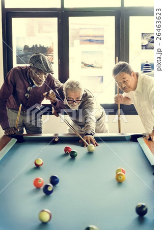 Friends Playing Billiard Relaxation Happiness Concept Friends Playing Billiard Relaxation Happiness Concept 26463623