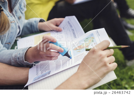 Young Diverse Group Studying Outdoors Concept 26463742