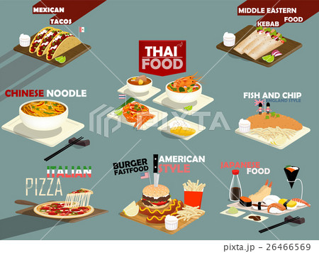 beautiful design of set of the most popular food 26466569