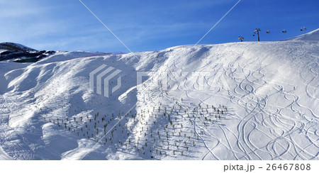 Panoramic view on off-piste slope at sun morning 26467808