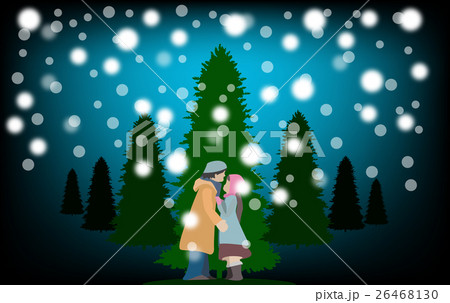 Vector of couple falling in love on snow day  Vector of couple falling in love on snow day  26468130
