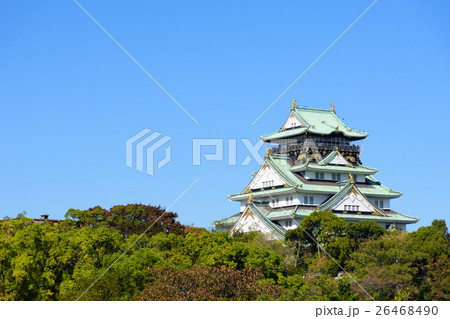 Osaka castle with blue sky background at Japan 26468490