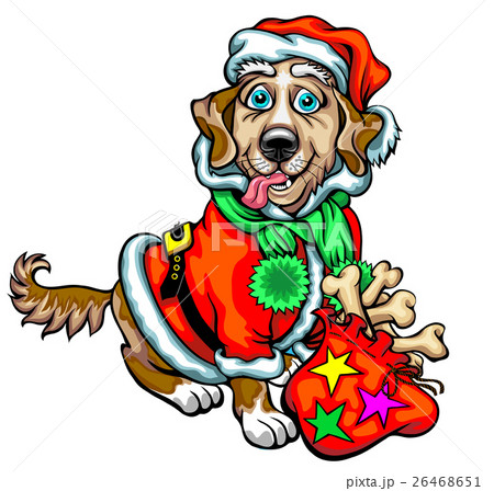 Dog with Christmas gifts. Santa Claus 26468651