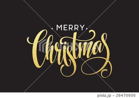 Gold glitter Christmas lettering design. Merry Gold glitter Christmas lettering design. Merry 26470930