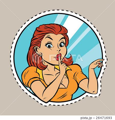 Shh gesture, beautiful young woman pop art retro 26471693