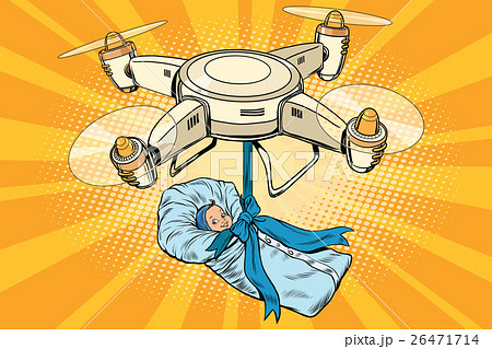 Drone quadcopter delivery of a newborn baby 26471714