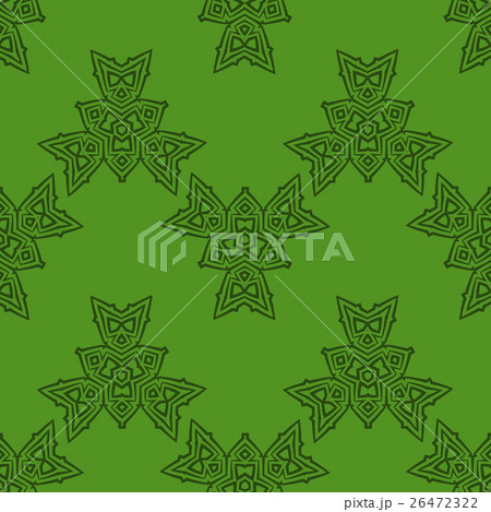 Green Ornamental Seamless Line Pattern 26472322