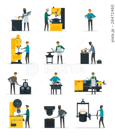 Blacksmith Metalworking Process Flat Icons 26472460