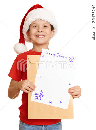 boy in red hat with letter to santa boy in red hat with letter to santa 26473290