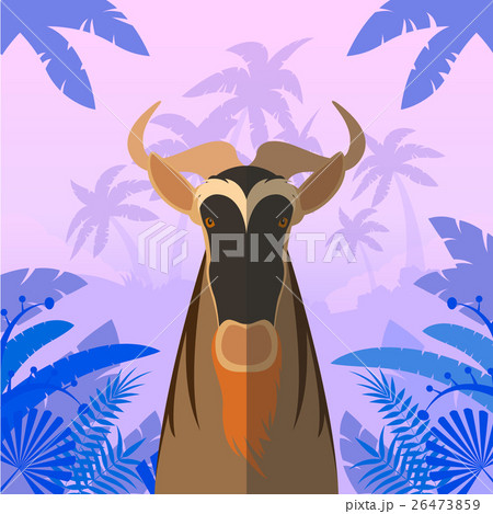 Horned Horse Gnu on the Jungle Background 26473859