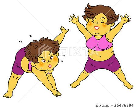 ダイエットフィットネスをする、ぽっちゃり女性 ダイエットフィットネスをする、ぽっちゃり女性 26476294