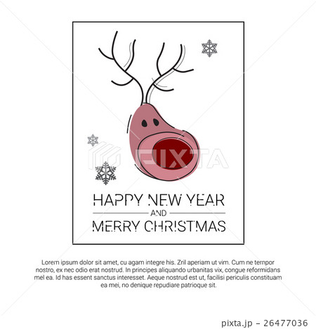 Merry Christmas Happy New Year Simple Line Sketch 26477036