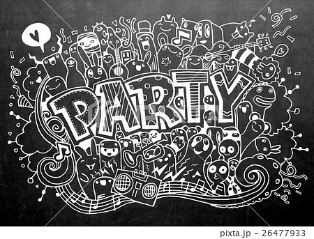 Hand drawn, doodle party set, flyer 26477933