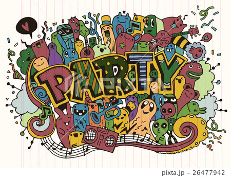 Hand drawn, doodle party set, flyer Hand drawn, doodle party set, flyer 26477942