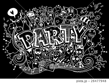 Hand drawn, doodle party set, flyer 26477948