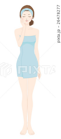頬に手をあて目を閉じるヘアバンドを着けた女性全身 頬に手をあて目を閉じるヘアバンドを着けた女性全身 26478277