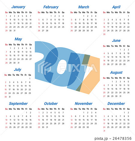 2017 Modern calendar template .Vector/illustration 2017 Modern calendar template .Vector/illustration 26478356