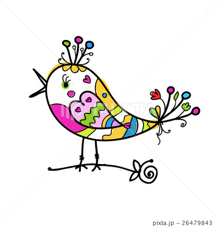 Sketch of funny colorful bird for your design Sketch of funny colorful bird for your design 26479843