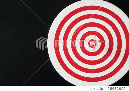 Red bullseye dart with red arrow hit center 26482005