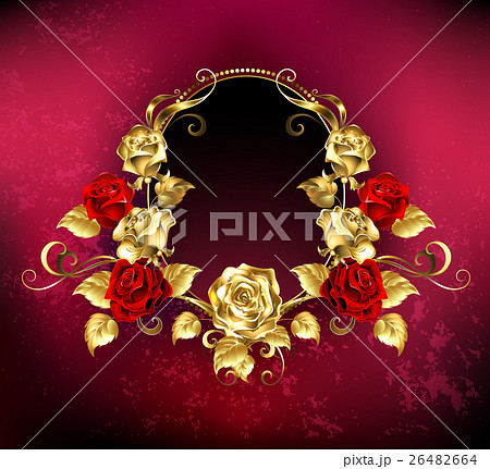 Oval banner with roses 26482664