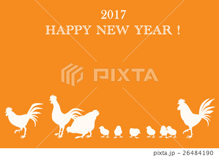 年賀状2017　鶏シルエット　黄地 26484190