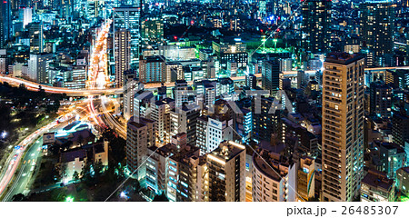 東京タワーから望む東京都心の夕景 夜景の写真素材