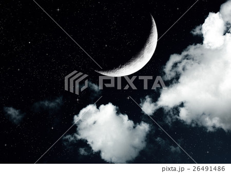 The moon in the night sky in clouds The moon in the night sky in clouds 26491486