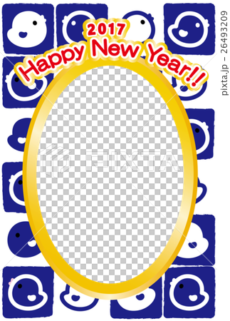 相框新年卡2017年HappyNewYear HIYOKO公雞年藍 26493209