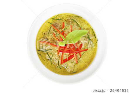 Green curry in bowl isolated on white 26494632