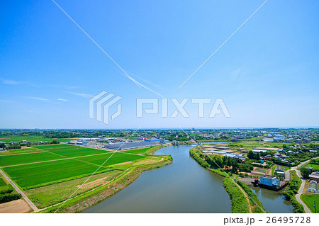 一宮町　一宮川周辺の風景を空撮 26495728