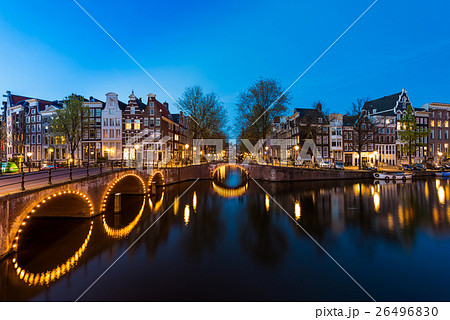 Night city view in Amsterdam, Netherlands.  26496830