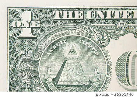 一ドル札のプロビデンスの目の写真素材